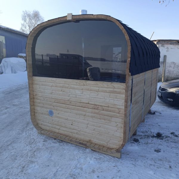 Panoramic glass rear wall for Quadro sauna
