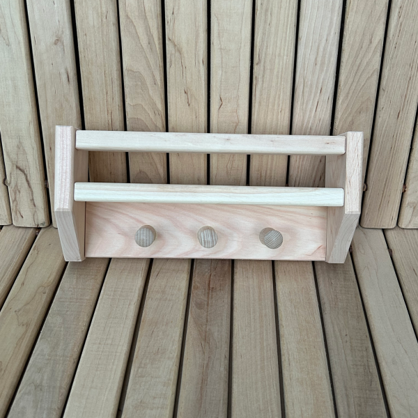 Coat rack with 3 hooks and shelf