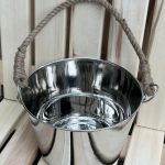 Stainless steel sauna bucket with rope handle, 4 l