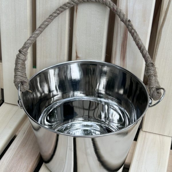 Stainless steel sauna bucket with rope handle, 4 l
