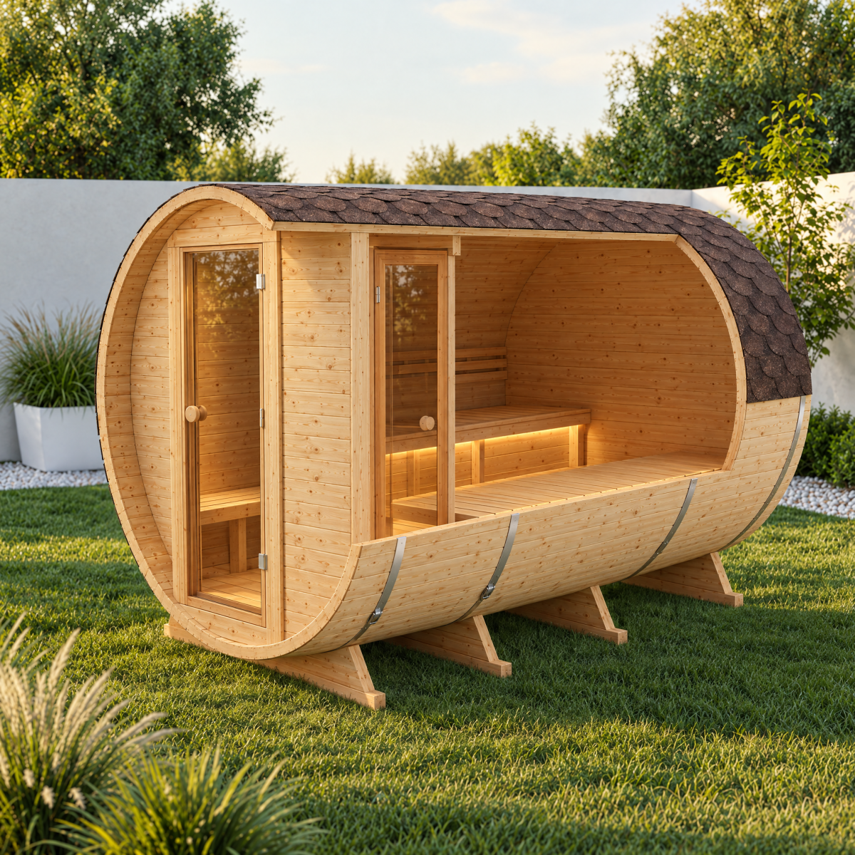 Outdoor barrel sauna 300 cm